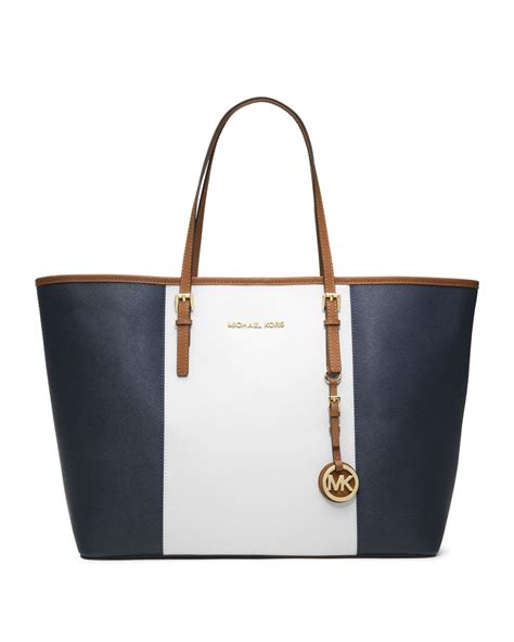 michael kors blue white brown bag|Michael Kors navy blue handbags.